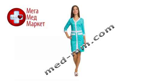 Купить Медицинский халат женский Палермо мятный/белый №79 цена, характеристики, отзывы